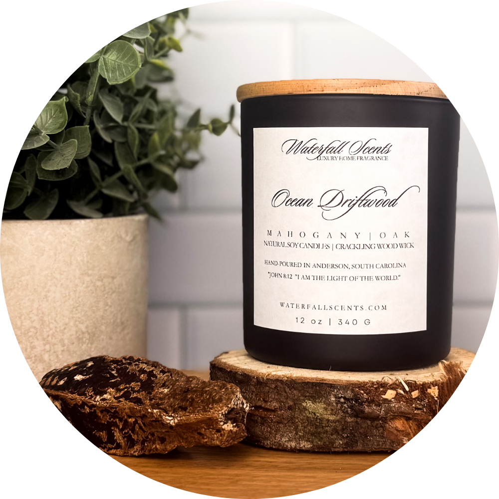 Woods & Musk Wooden Wick Candle - Non-toxic, clean burning, and hand-poured with natural ingredients.
