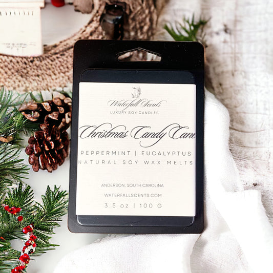 Christmas Candy Cane Wax Melts – Non-Toxic, Eco-Friendly, Cruelty-Free Signature Christmas Wax Melts with peppermint, vanilla, and sugar for a festive holiday aroma.












