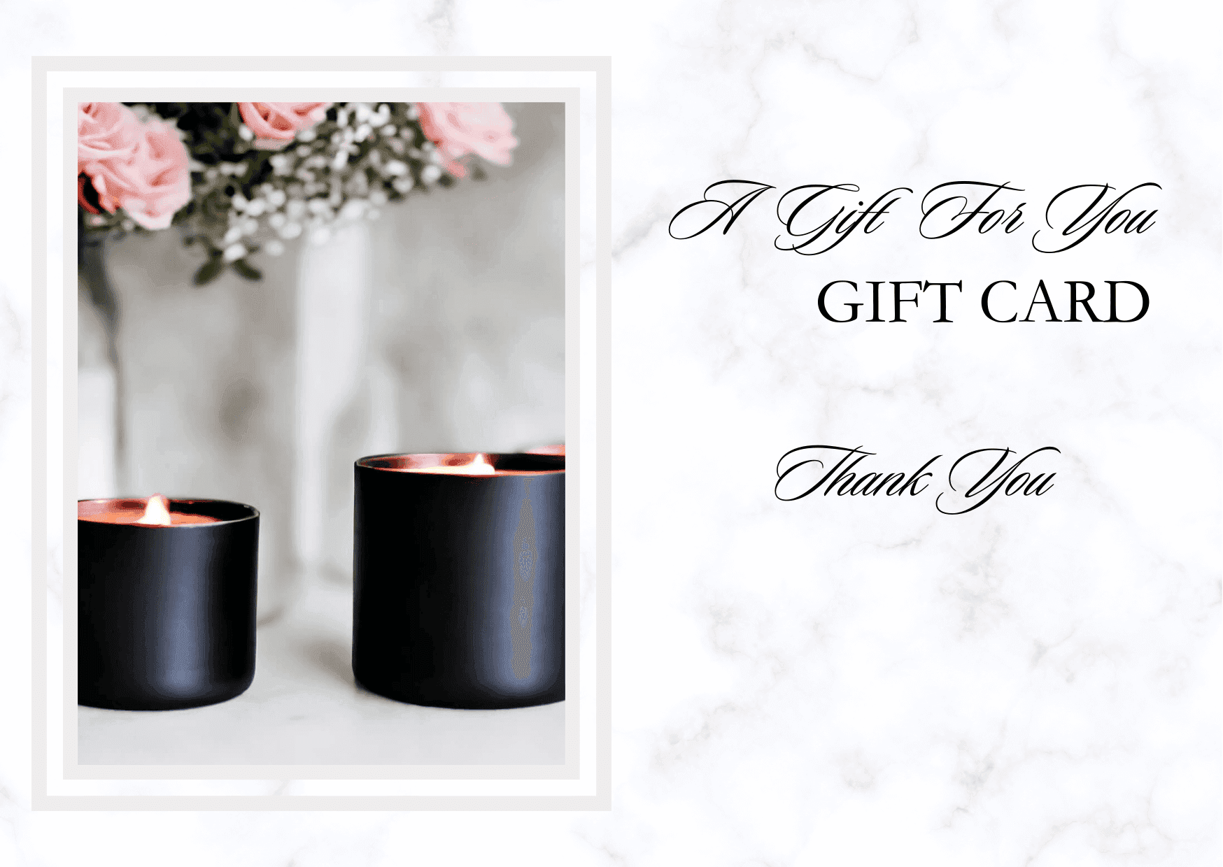 Online gift cards for the wooden wick candles from 10 dollars to 200 dollars